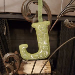 Hand Embroidered Letter Ornament- "J"